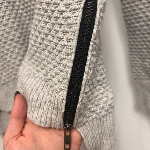 Madewell XXS Landmark Textured Sweater Crewneck Side Zipper Pullover Gray - Picture 5 of 6